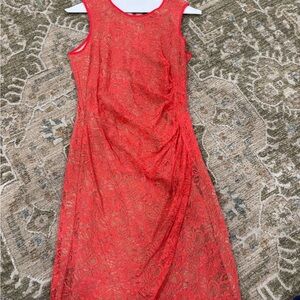 Vince Camuto Vibrant Red Lace Midi Dress